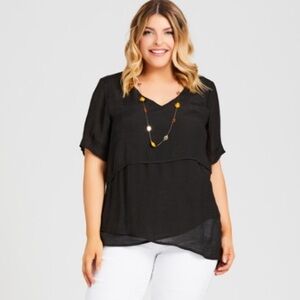 New Double Layer Plus Size Black Tunic in 30w 32w